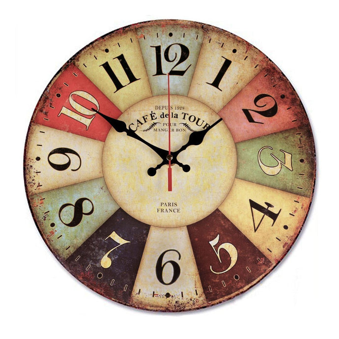 12 Inch Retro Color Wooden Wall Clock