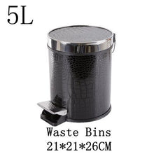 Load image into Gallery viewer, Black Crocodile Leather Printed Trash Bin
