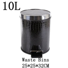 Load image into Gallery viewer, Black Crocodile Leather Printed Trash Bin